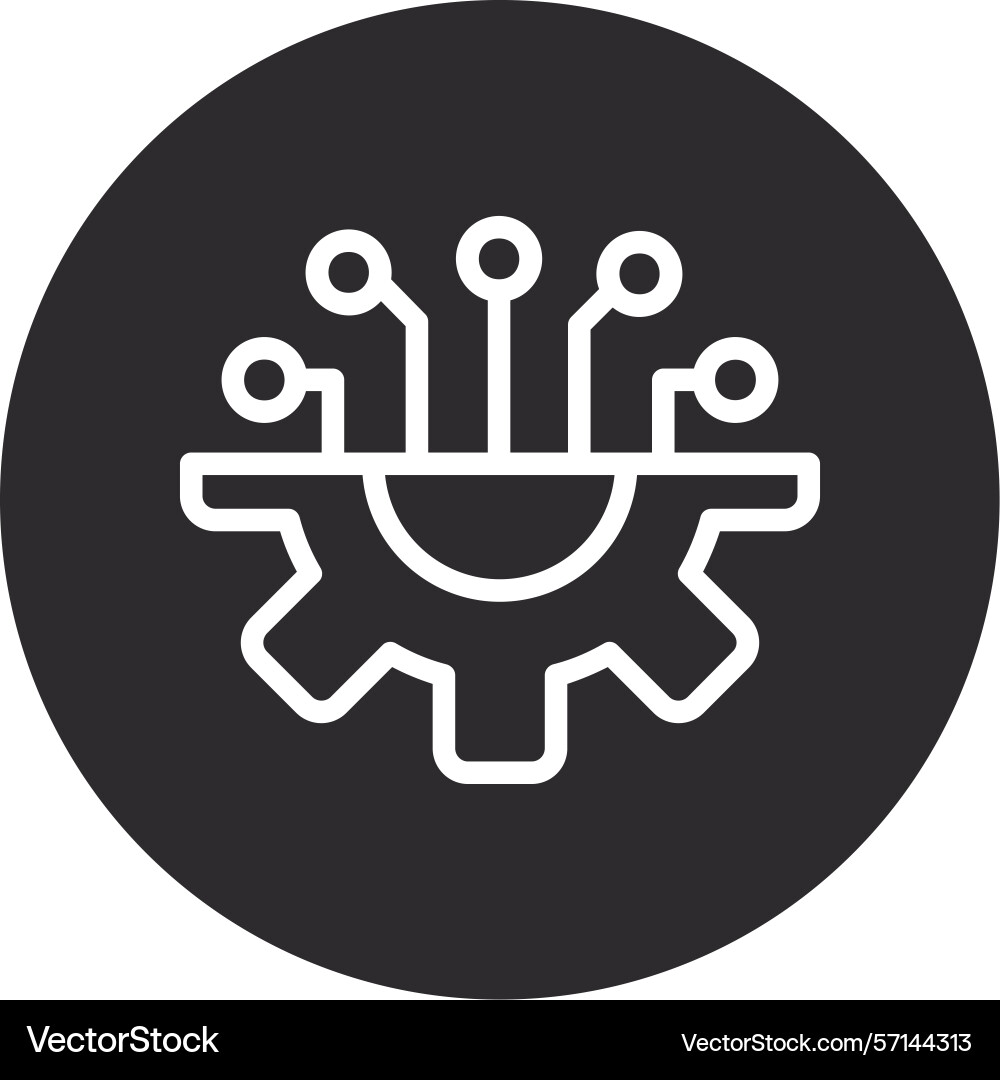 Tech inverted circle black vector image