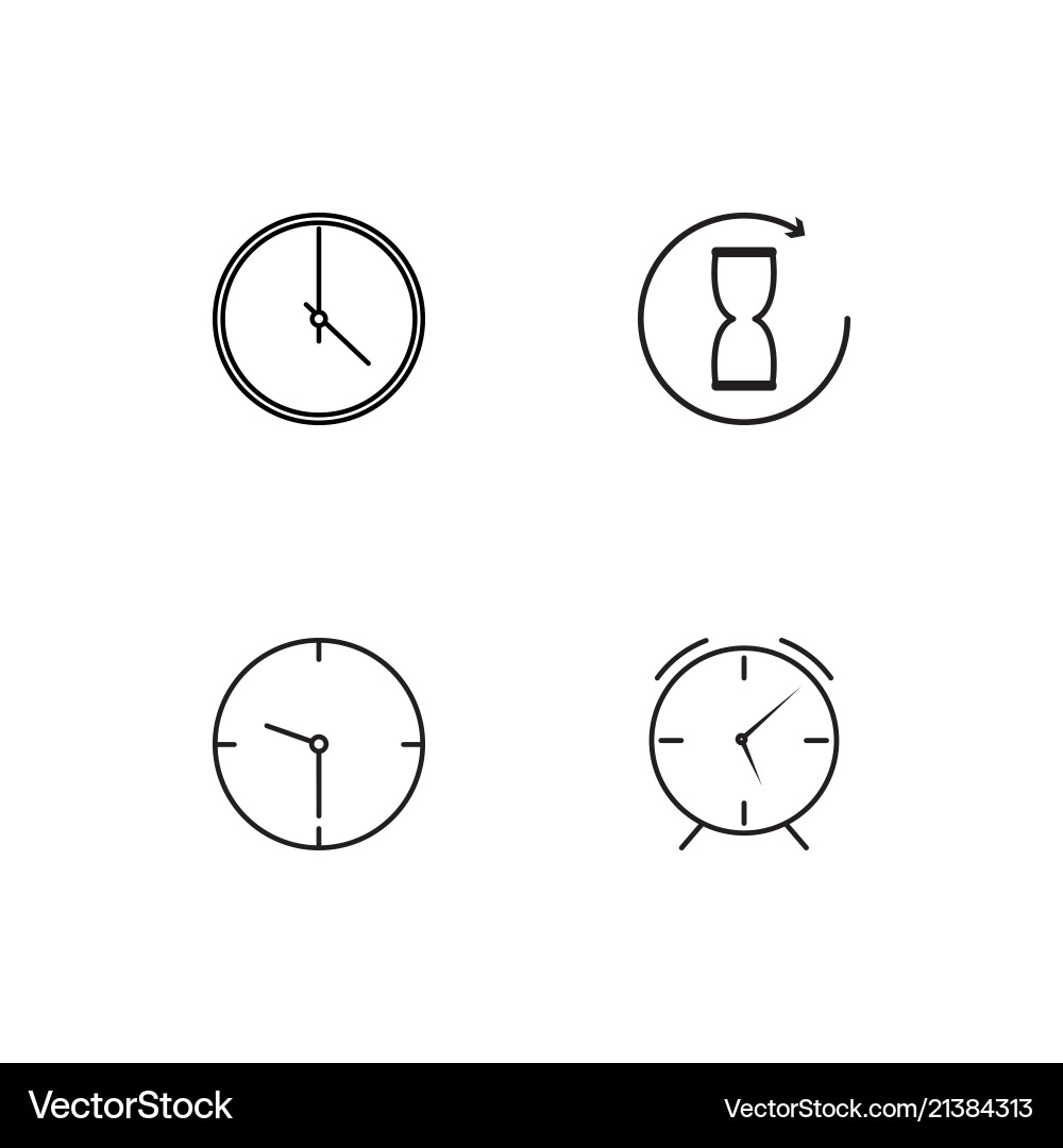 Time linear icons set simple outline vector image