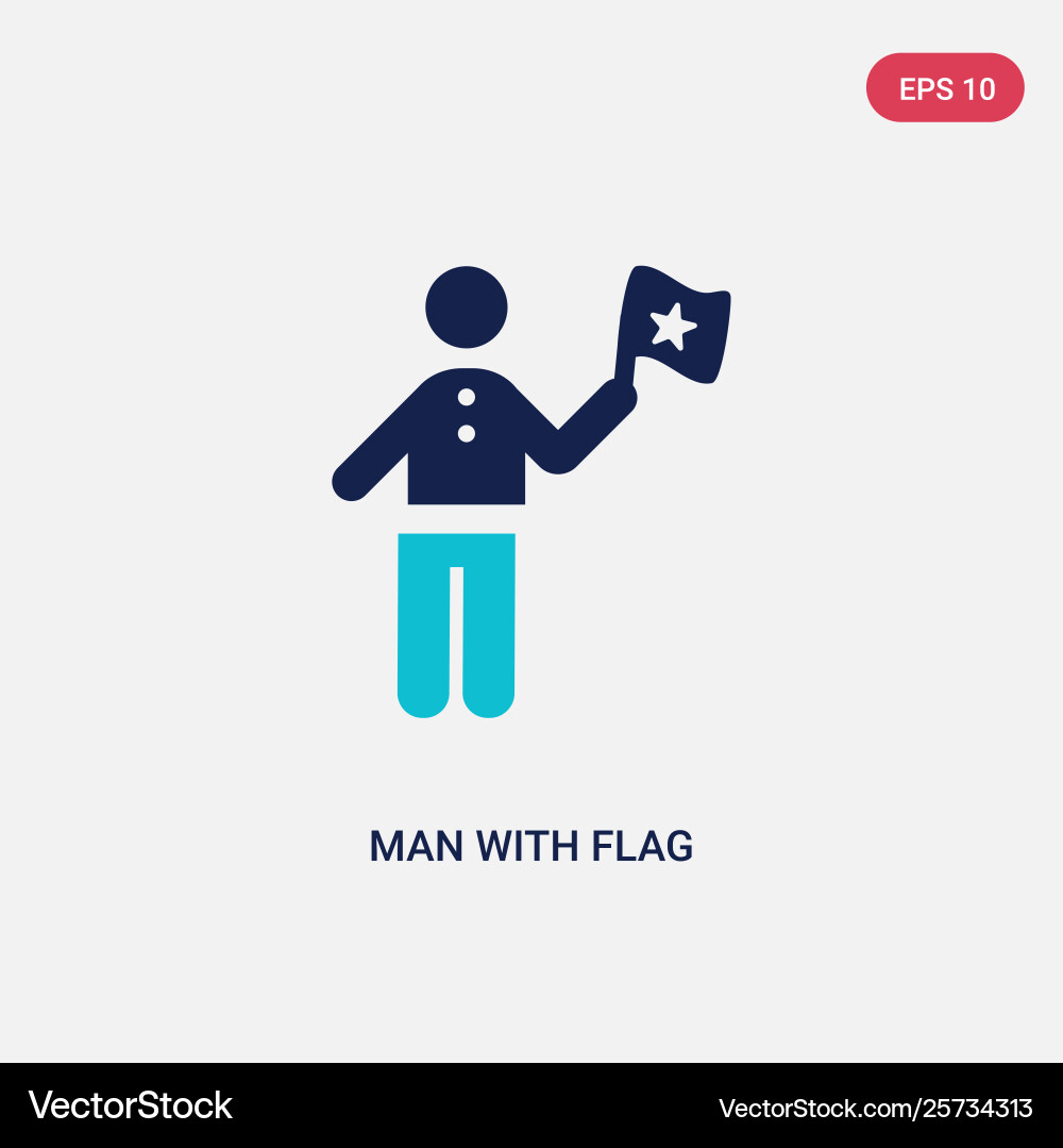 Two color man with flag icon from behavior Two color man with flag icon from behavior vector image