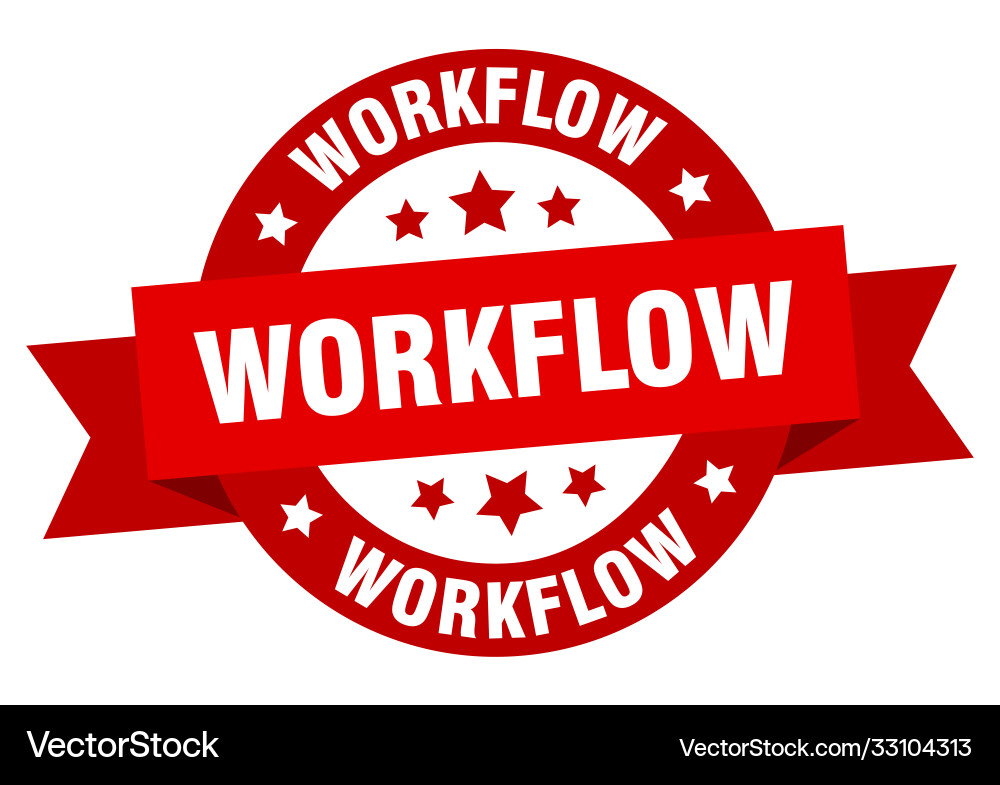 Workflow round ribbon isolated label sign Vector Image