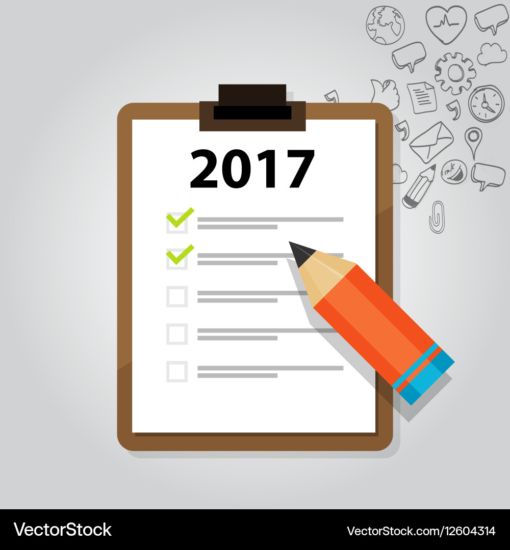 2017 target goals task list check new year vector image