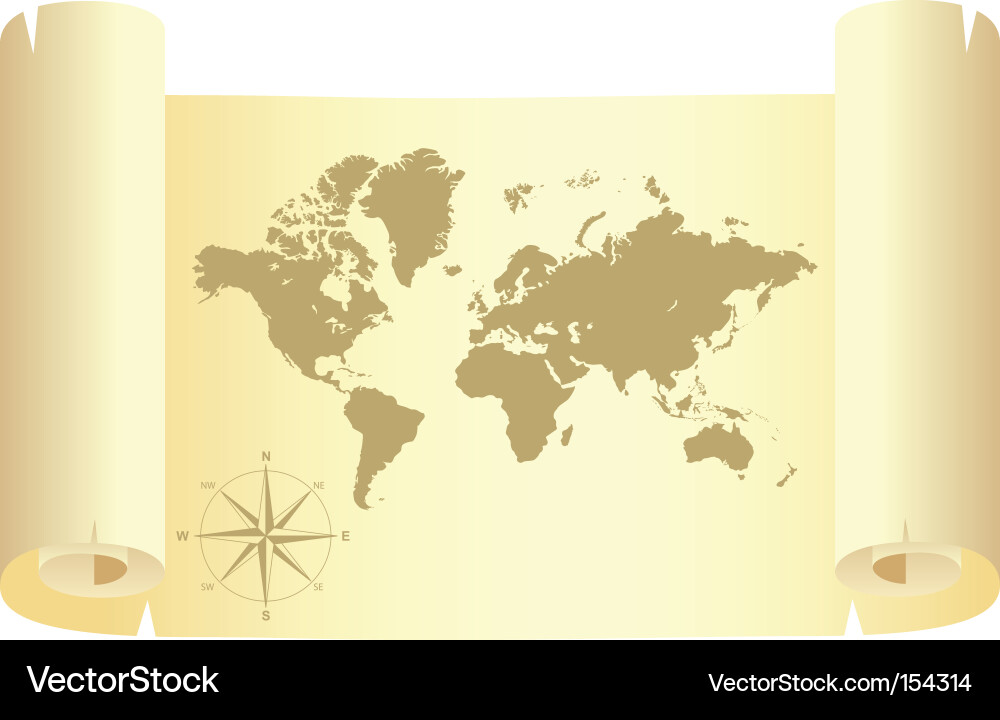 Antique World Scroll Map Vector Image