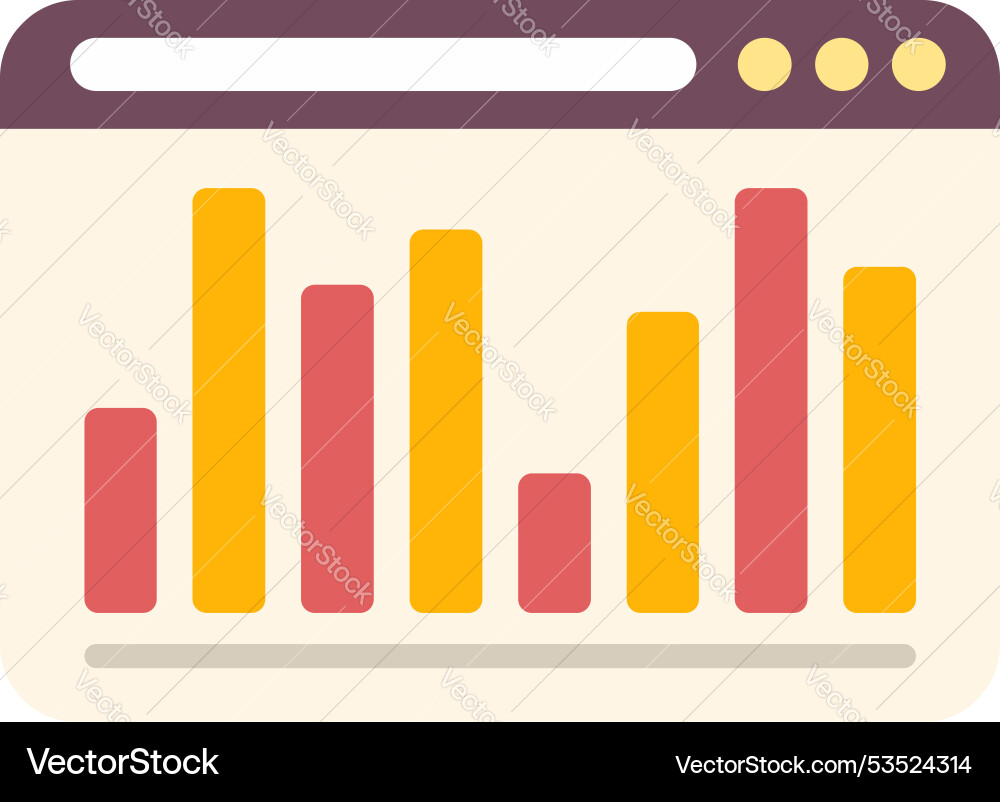 Browser window displaying statistical bar chart Vector Image