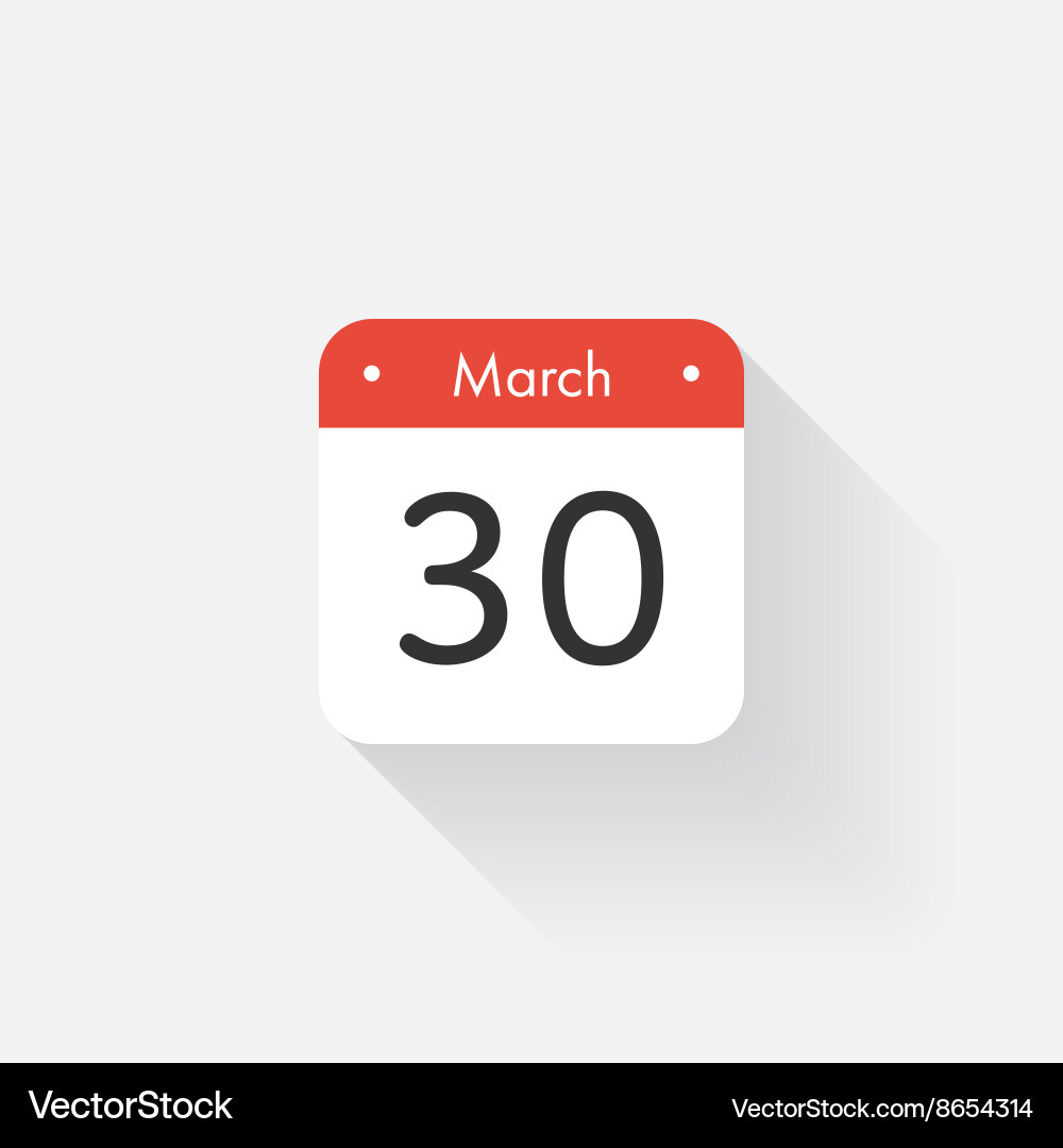 Calendar icon with long shadow flat style date vector image