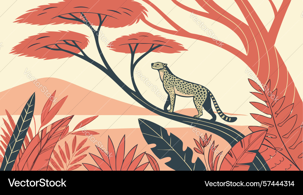 Cheetah perched on tree branch design generative Vector Image