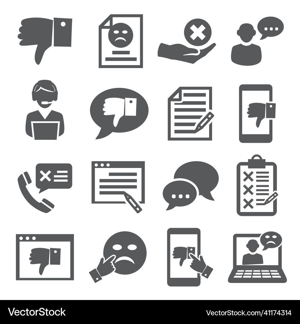 Complaint icons set on white background Complaint icons set on white background vector image