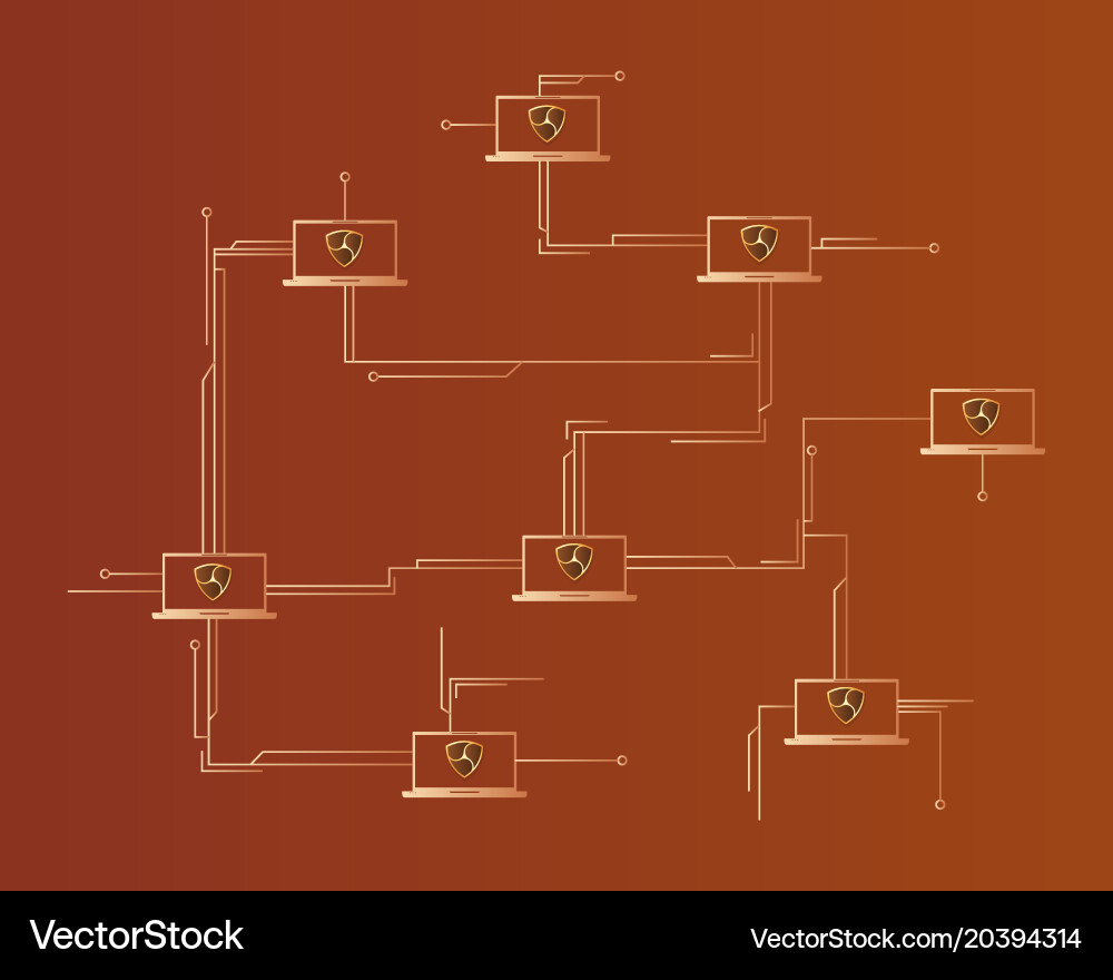 Cryptocurrency nem blockchain circuit network Vector Image