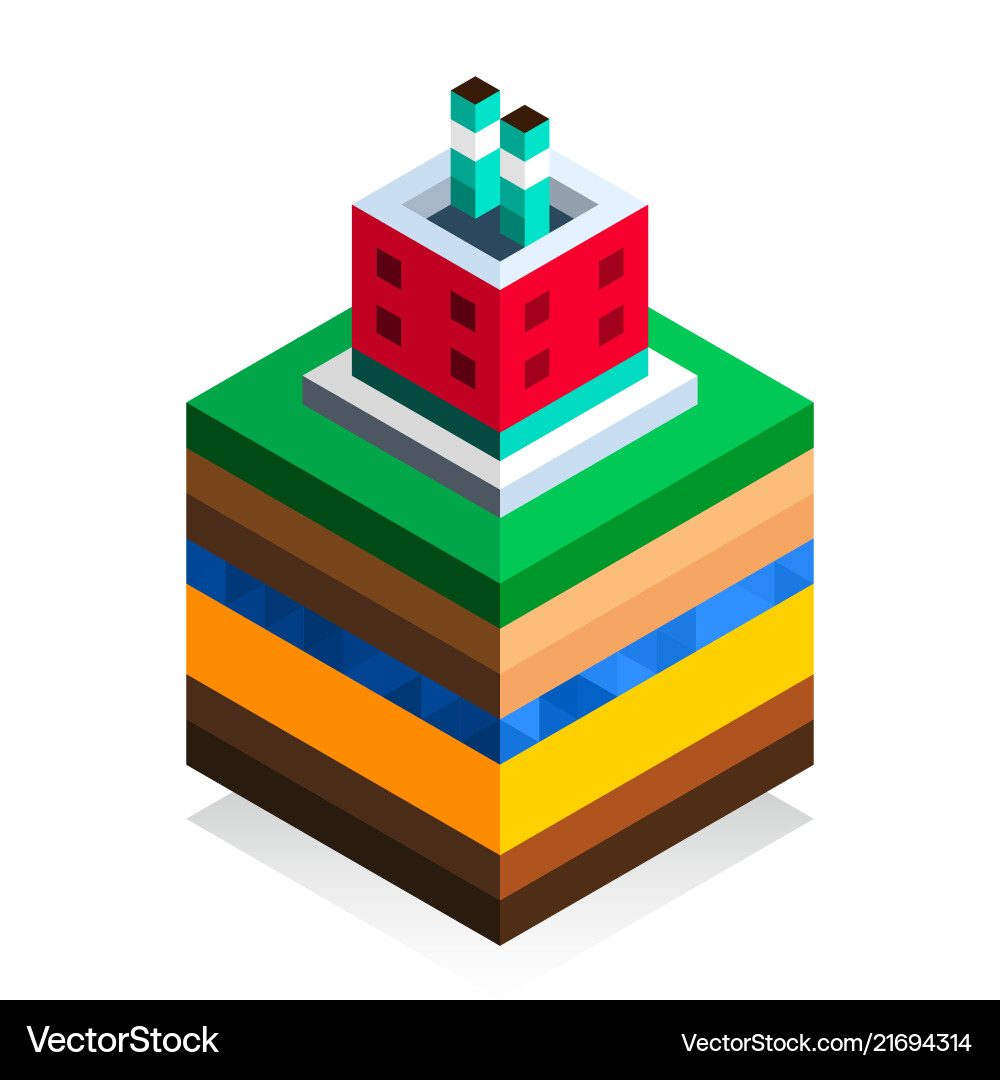 Factory building in isometric style the structure Vector Image