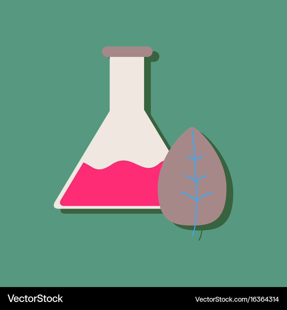 Flache Icon Design Sammlung Laborkolben mit Blatt Flache Icon Design Sammlung Laborkolben mit Blatt vektorbild
