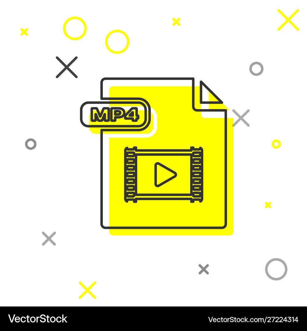 Grey line mp4 file document download button Grey line mp4 file document download button vector image