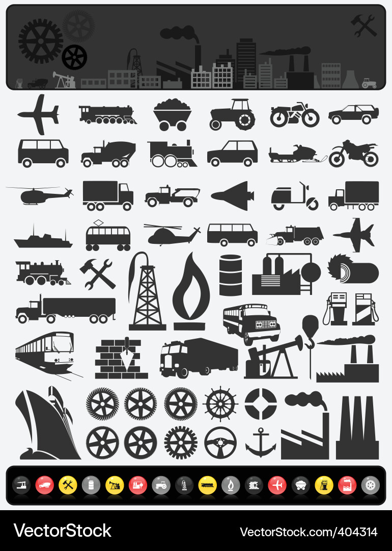 Industrial Icons Set Vector Image