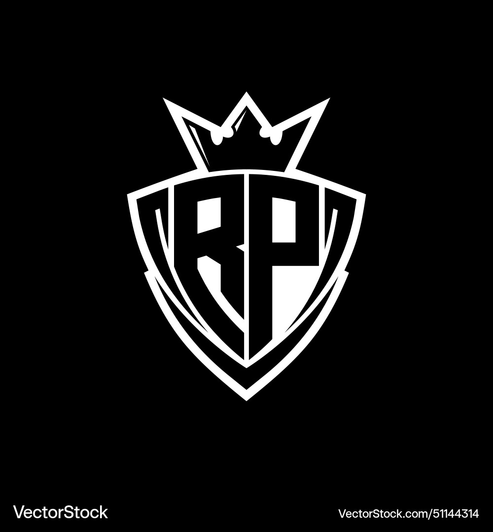 Rp letter logo with sharp triangle shield shape Rp letter logo with sharp triangle shield shape Vector Image