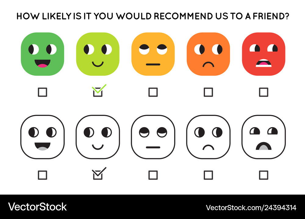 Satisfaction rating set of feedback icons in form Satisfaction rating set of feedback icons in form vector image