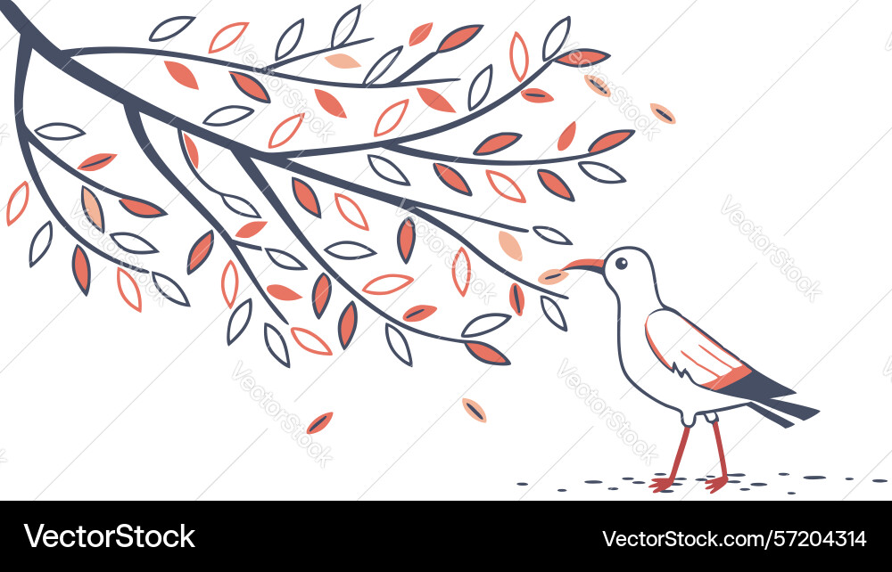 Seagull on branch by sea design generative ai Vector Image