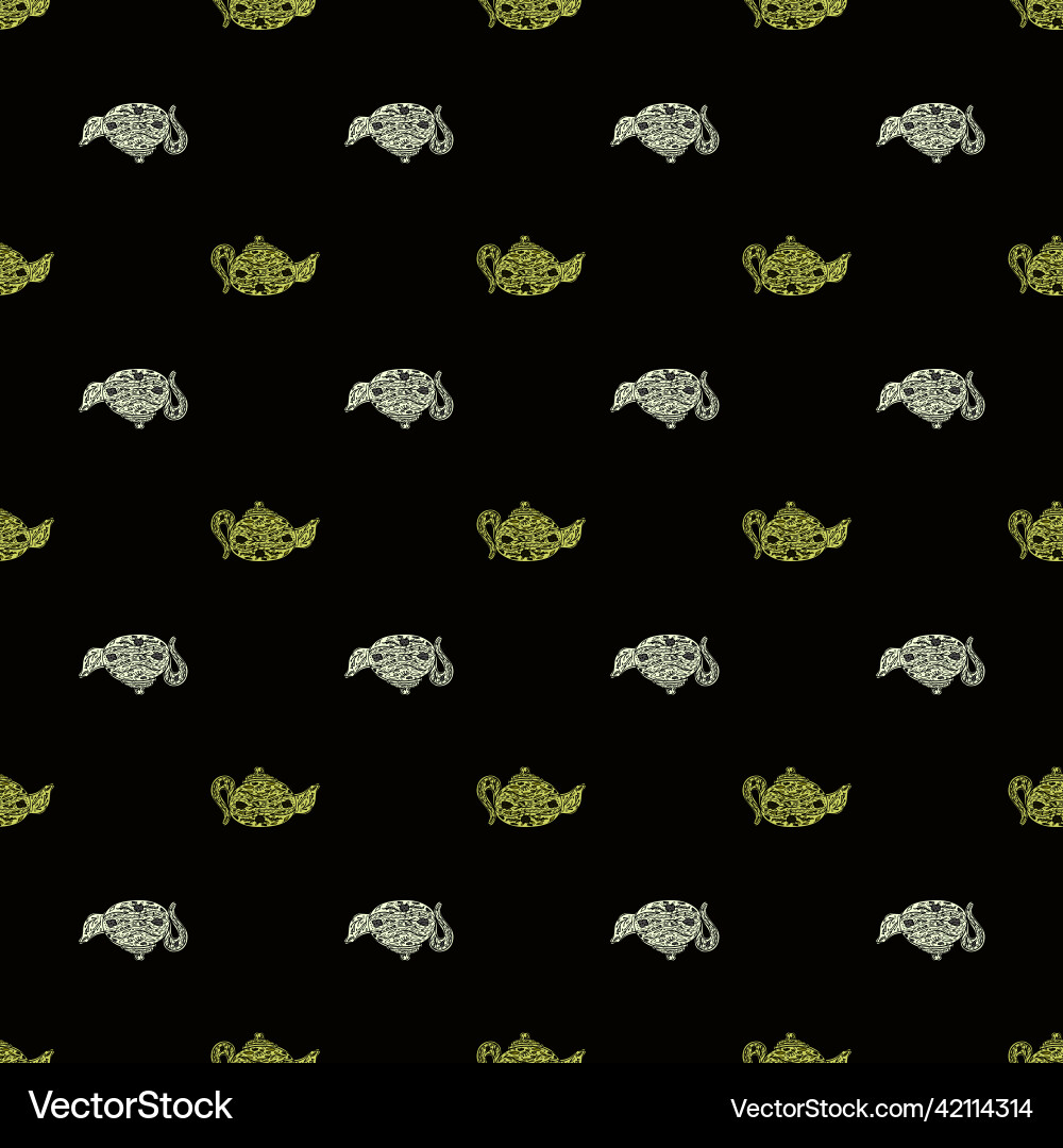 Seamless pattern with cute teapots background Seamless pattern with cute teapots background Vector Image