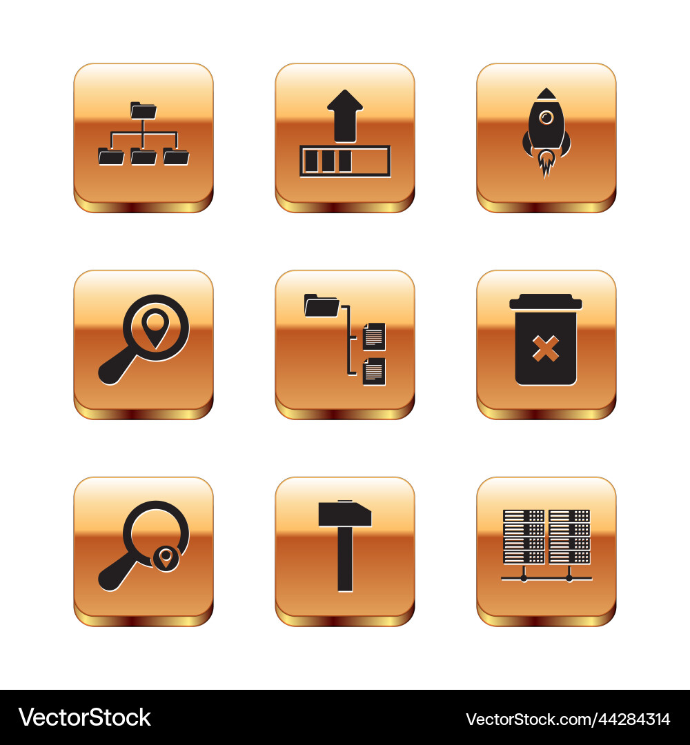 Set folder tree search location hammer vector image