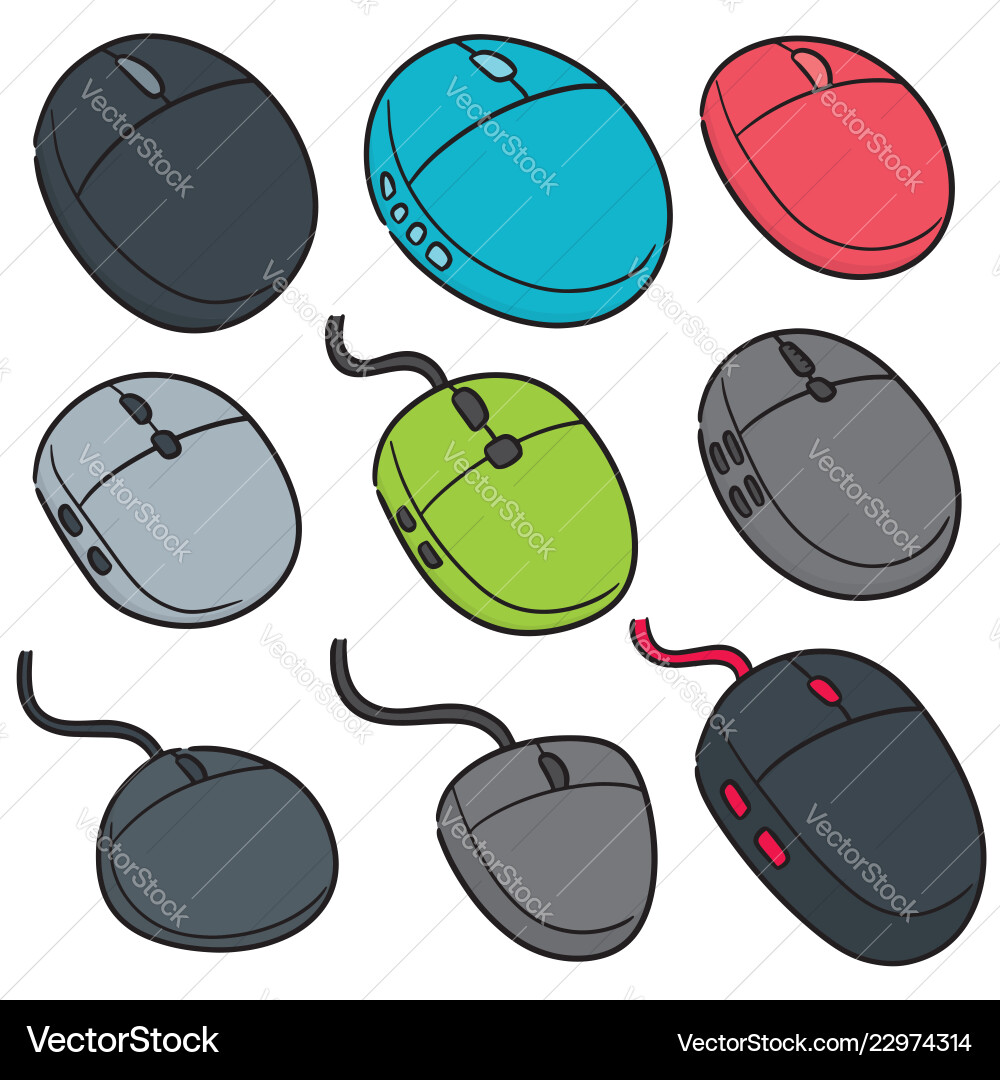 Set of computer mouses Set of computer mouses vector image