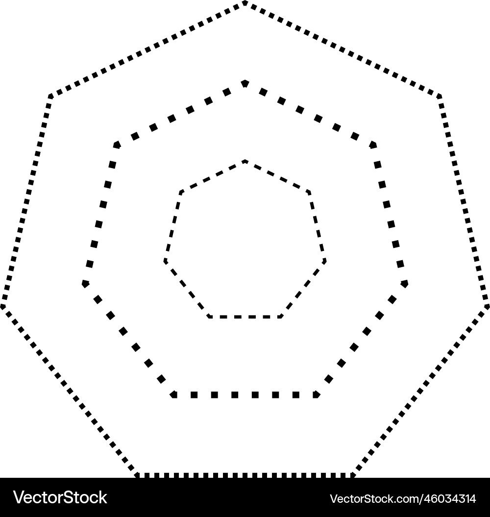 Tracing heptagon shape symbol dashed and dotted Tracing heptagon shape symbol dashed and dotted vector image