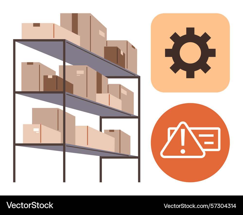 Warehouse shelf with cardboard boxes settings Vector Image