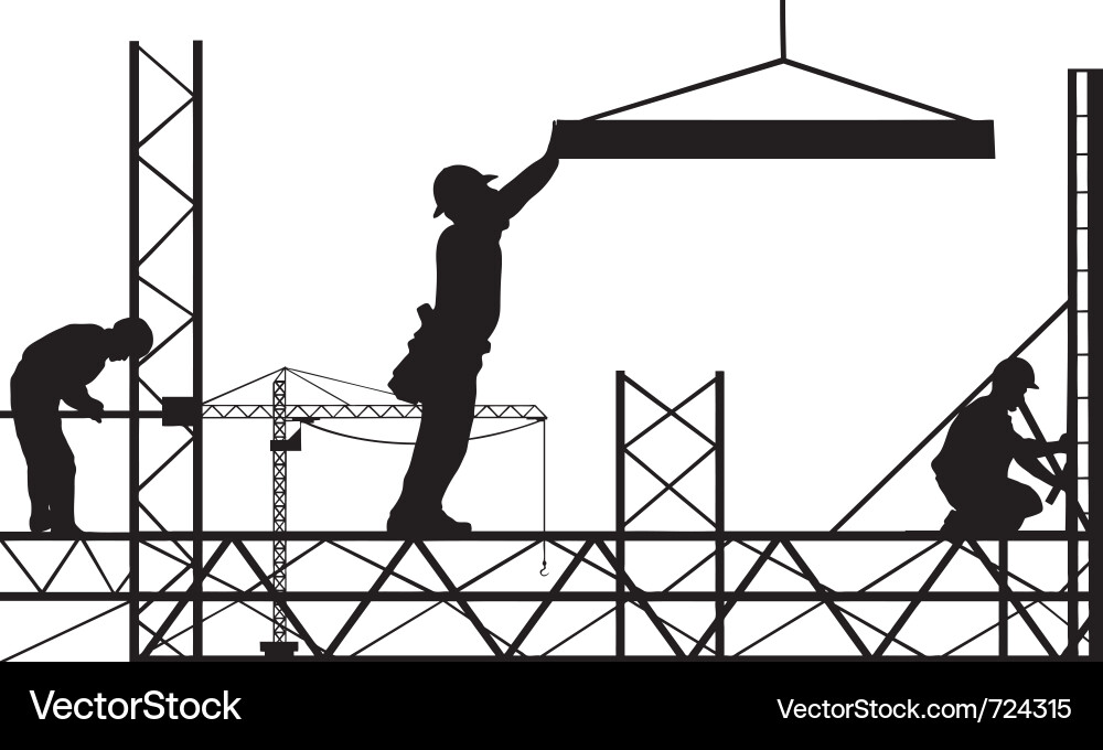 Construction Workers Silhouettes vector image
