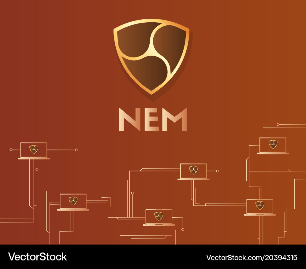 Cryptocurrency nem blockchain circuit network Vector Image