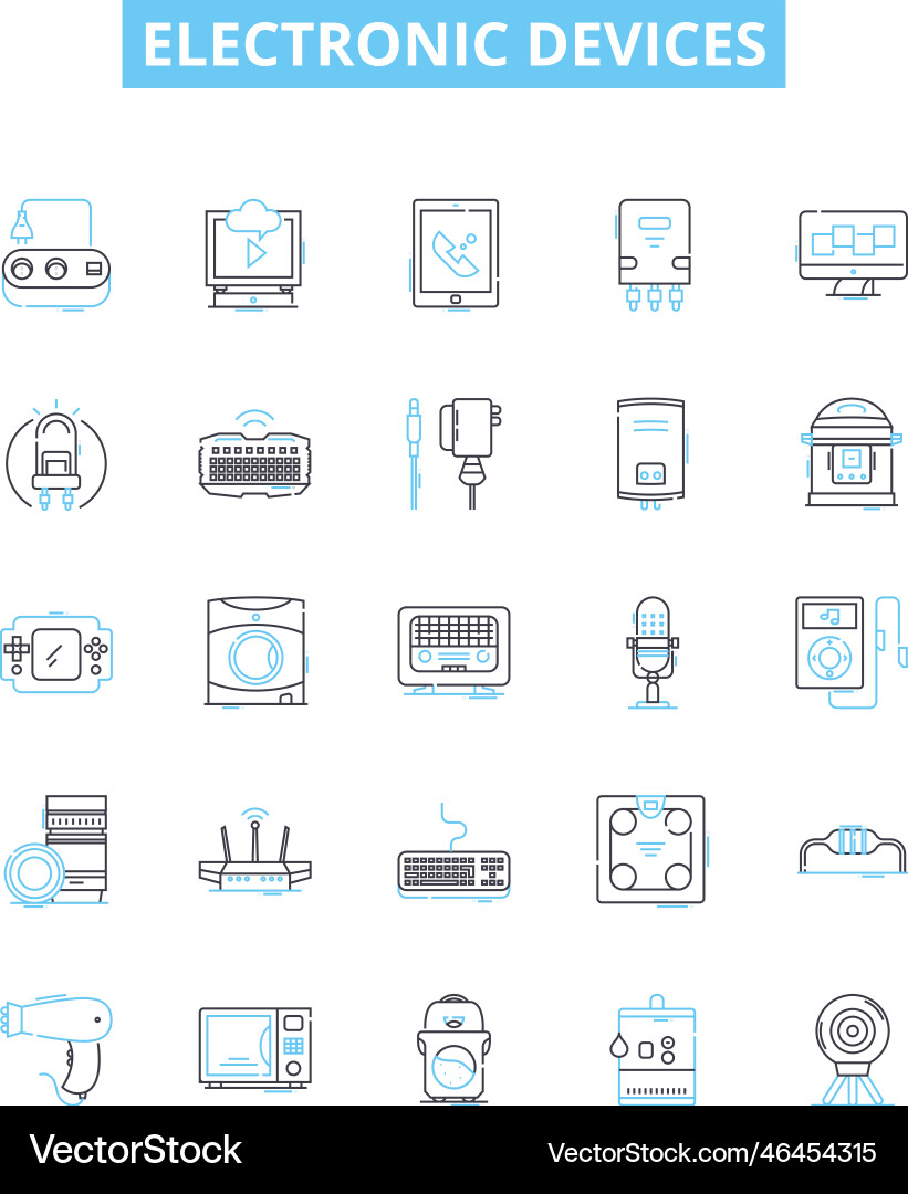 Electronic devices line icons set Vector Image