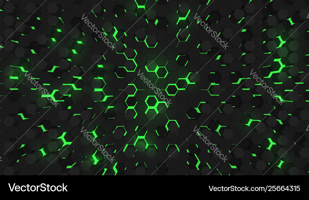 Green 3d hexagon tech background Green 3d hexagon tech background vector image