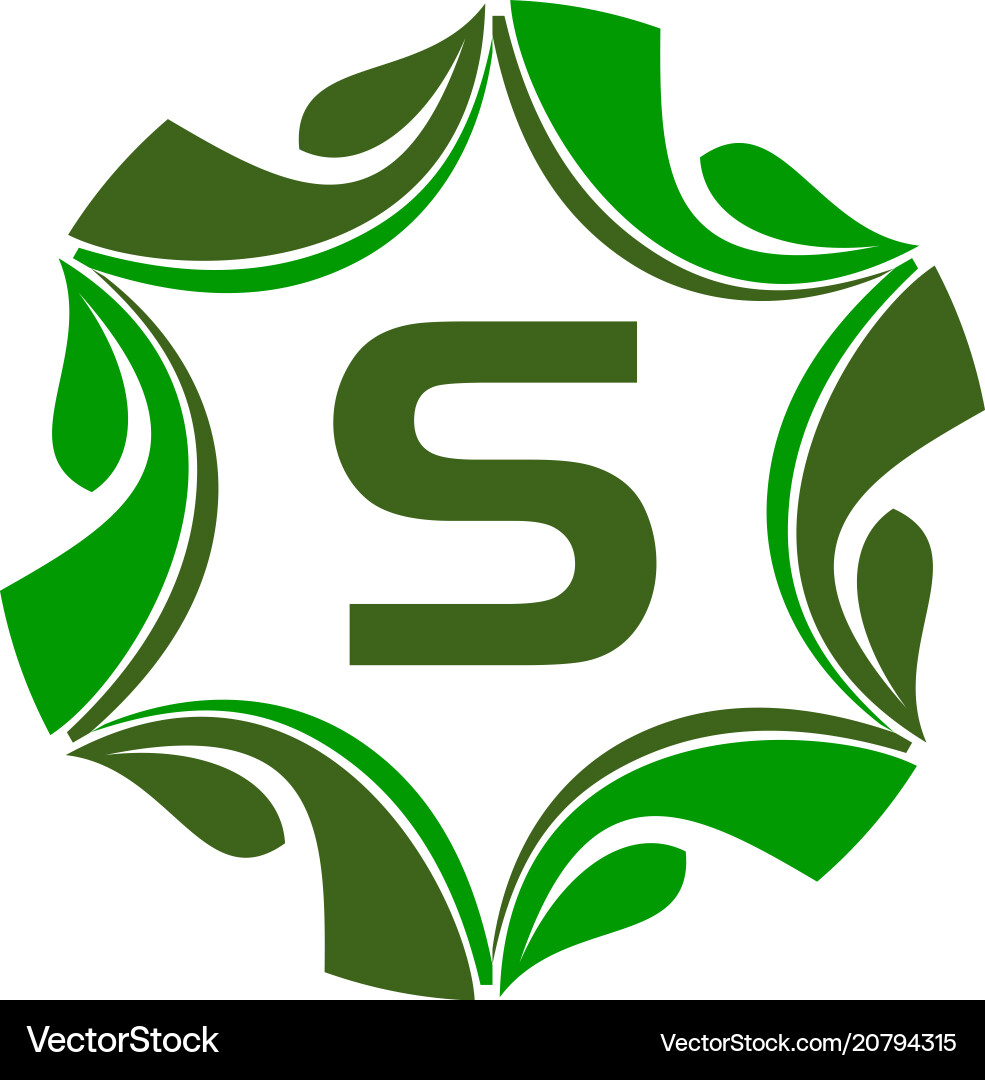 Green project solution center initial s Green project solution center initial s vector image