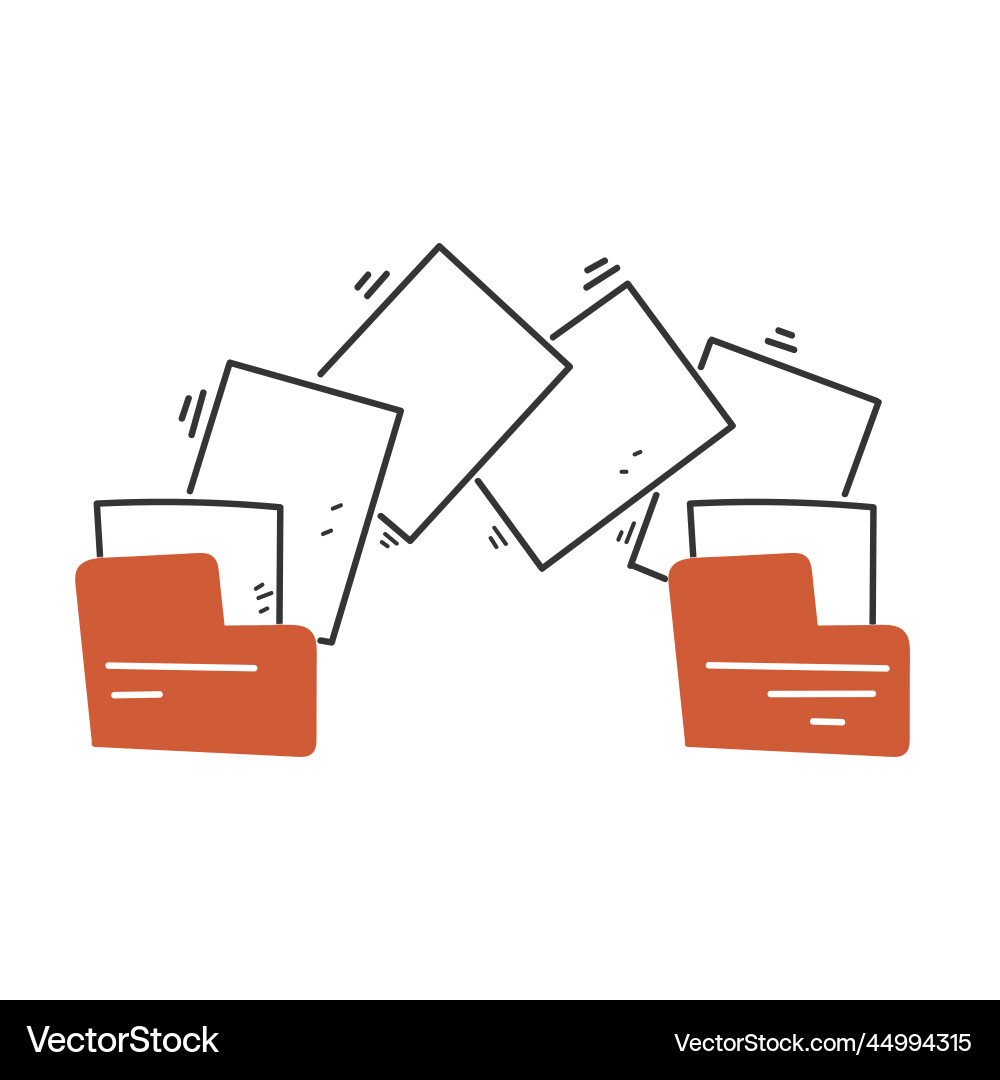 Hand drawn doodle move file to another folder Hand drawn doodle move file to another folder Vector Image