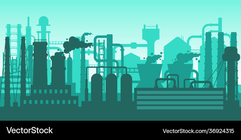 Industrielle Anlagenfabrik silhouette außen Industrielle Anlagenfabrik silhouette außen vektorbild