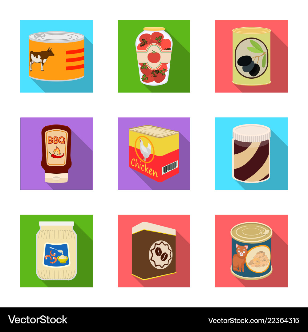 Isolated object of can and food sign collection Isolated object of can and food sign collection vector image