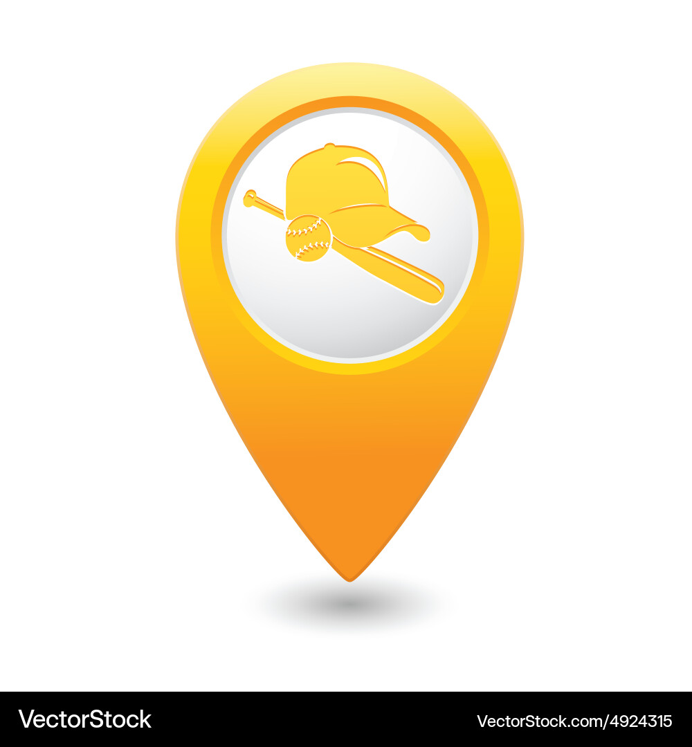 Map pointer with baseball icon Vector Image