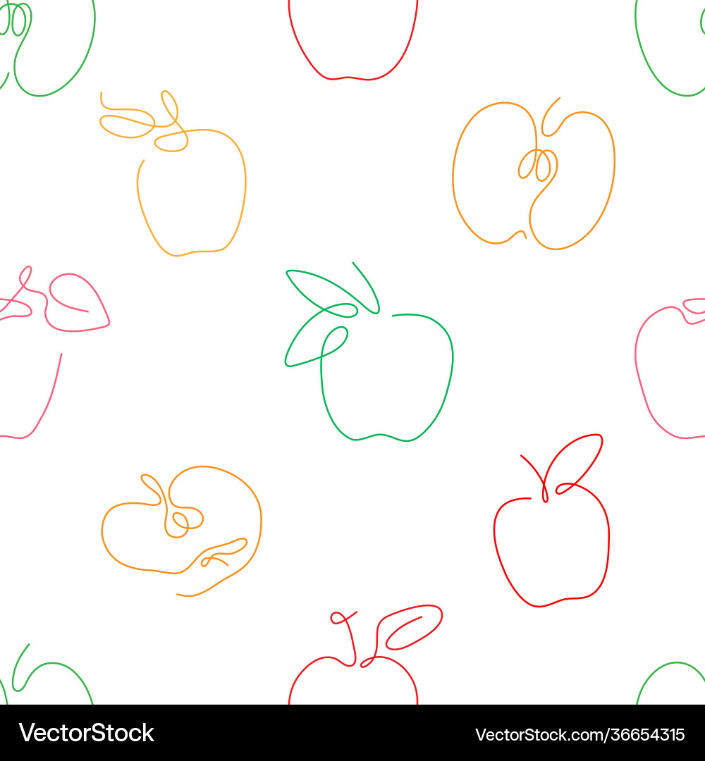 One line art style apple seamless pattern One line art style apple seamless pattern vector image