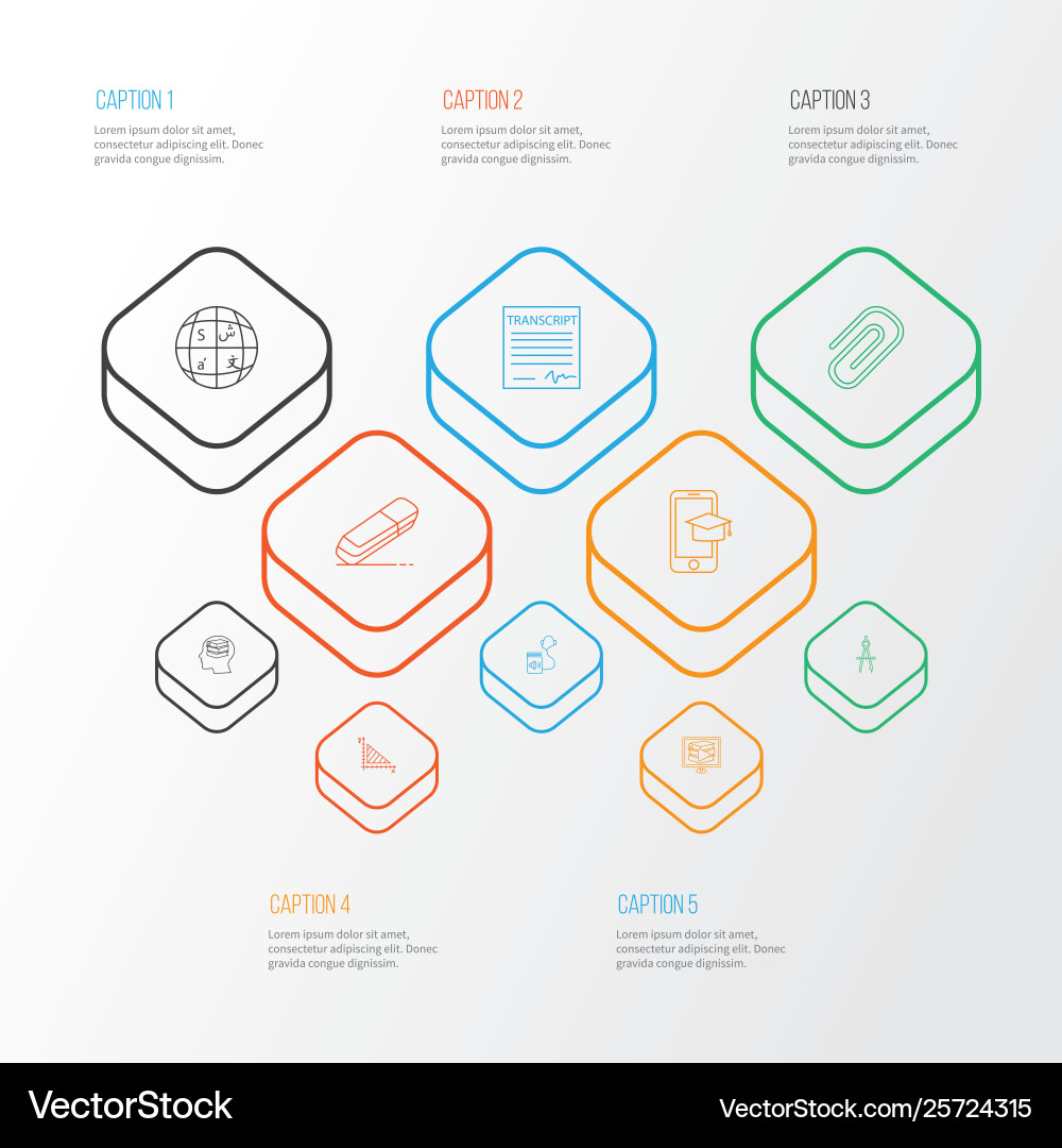 School icons line style set with geometry mobile vector image