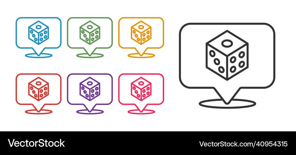 Set line game dice icon isolated on white vector image