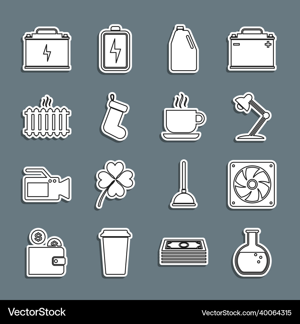 Set line test tube and flask computer cooler vector image