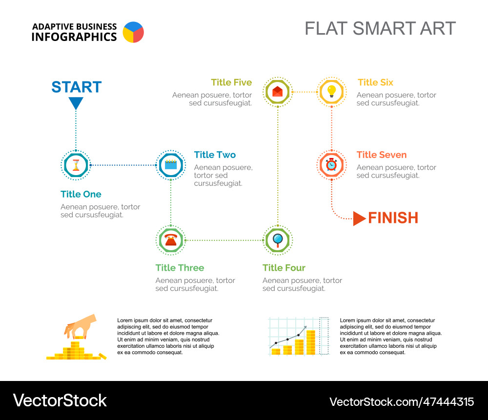 Seven steps startup slide template Seven steps startup slide template vector image