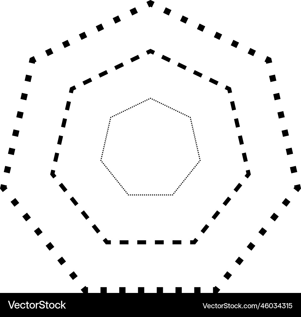 Tracing heptagon shape symbol dashed and dotted Tracing heptagon shape symbol dashed and dotted vector image