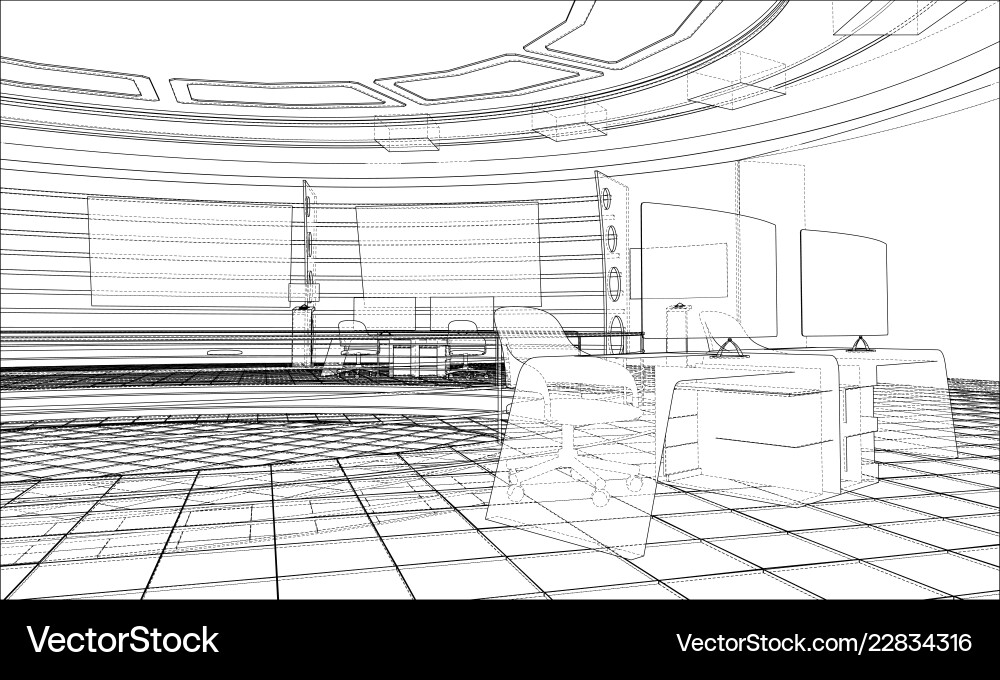 3D Wireframe Interior Rendering Vector Image