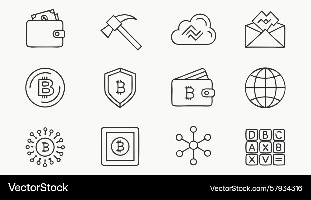 Bitcoin icons set collection simple Vector Image