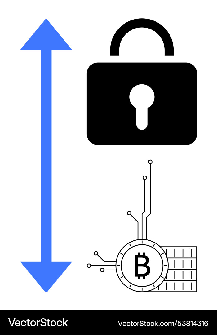 Bitcoin security and blockchain technology Bitcoin security and blockchain technology vector image