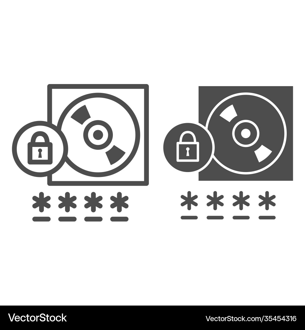 Cd with password protected data line and solid Cd with password protected data line and solid vector image