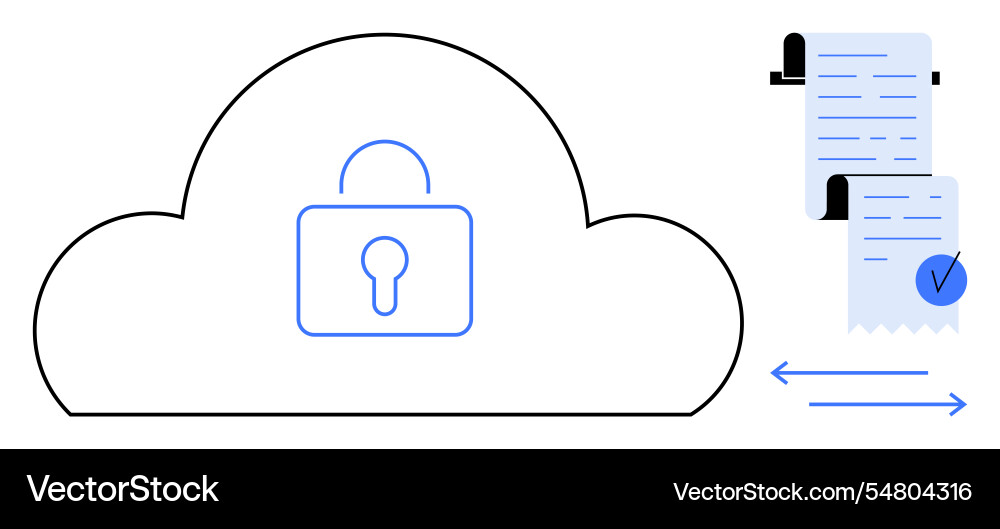 Cloud security icon with document and lock symbol Cloud security icon with document and lock symbol Vector Image