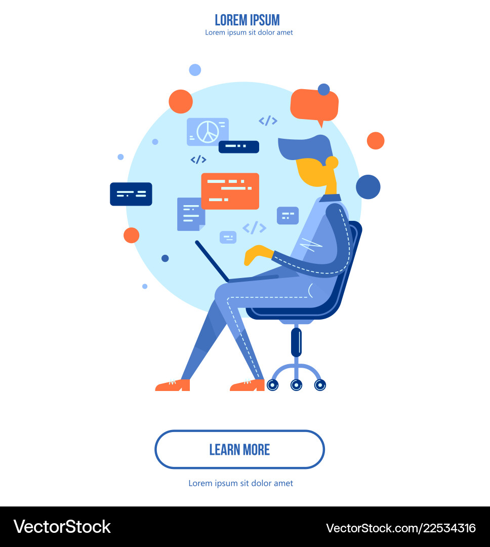 Code concept of student using laptops Code concept of student using laptops vector image