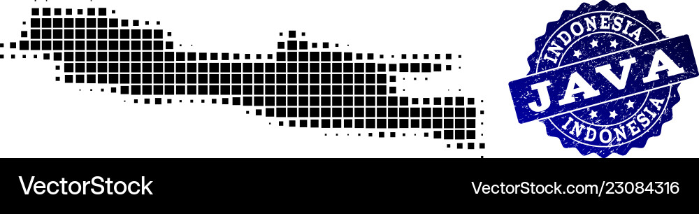Collage of halftone dotted map java island Collage of halftone dotted map java island vector image