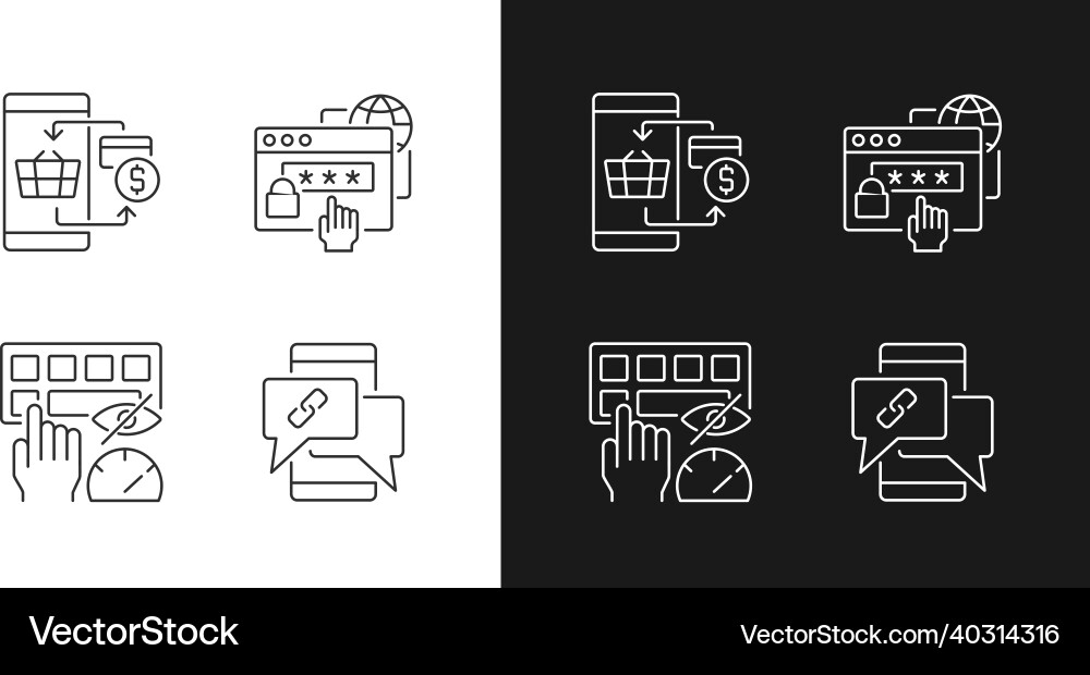 Dealing with digital technology linear icons set Dealing with digital technology linear icons set vector image