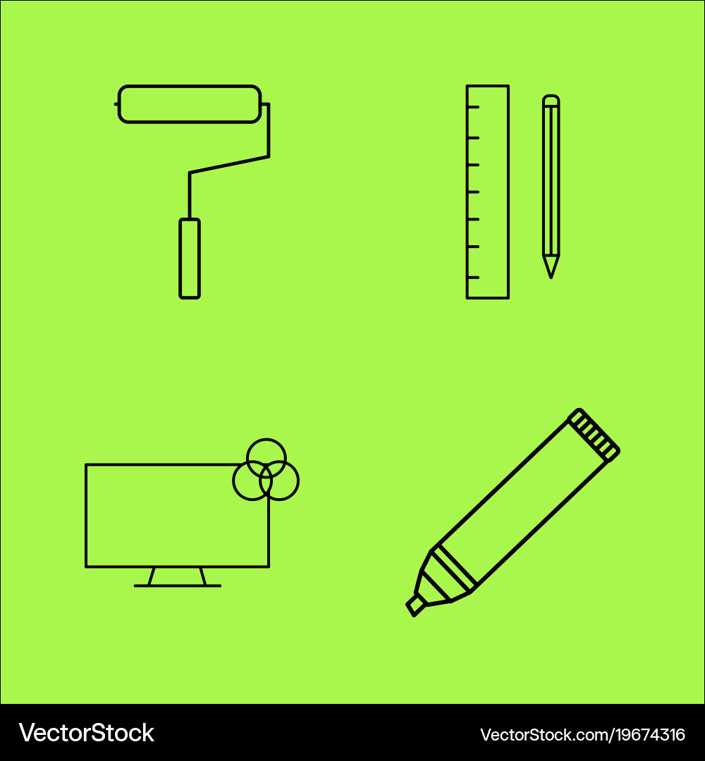 Design elements simple linear outline icon set vector image