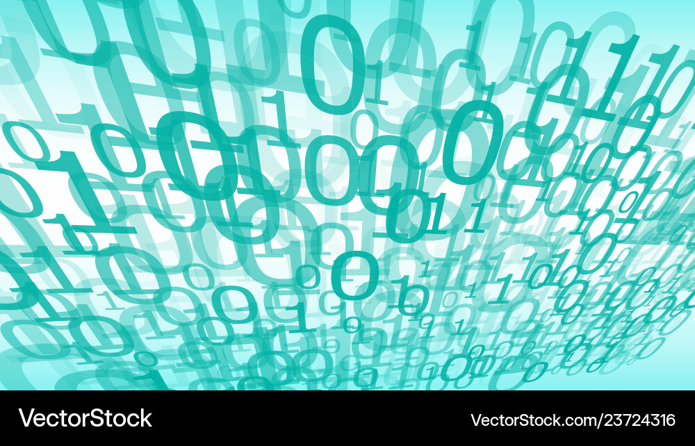 Digital mint green computer cloud numbers random vector image