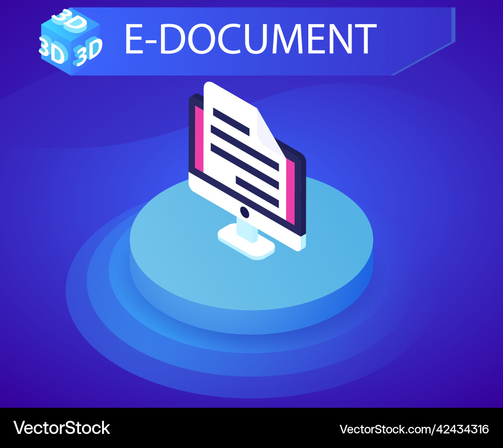 E-document isometric design icon web 3d colorful E-document isometric design icon web 3d colorful vector image