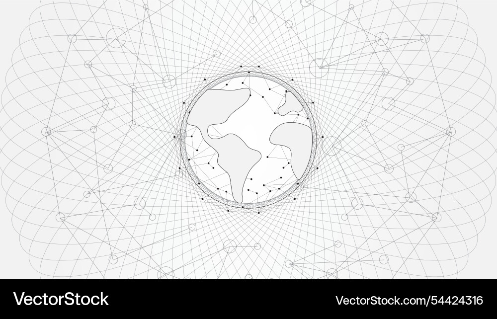Global data connected dots fractal circles Global data connected dots fractal circles vector image